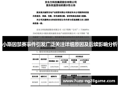 小斯因禁赛事件引发广泛关注详细原因及后续影响分析
